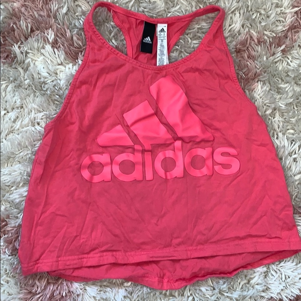 Hot pink adidas cropped shirt